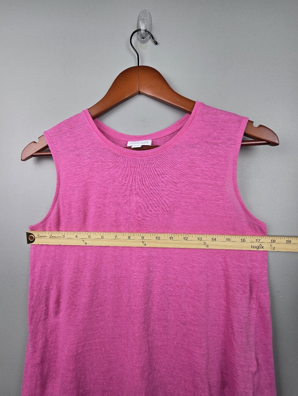 J.Jill 100% Linen Pleated Back Love Linen Tank Pink Womens XS Lagenlook Coastal - Picture 10 of 11